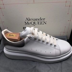 Alexander McQueen White Grey Suede Platforms